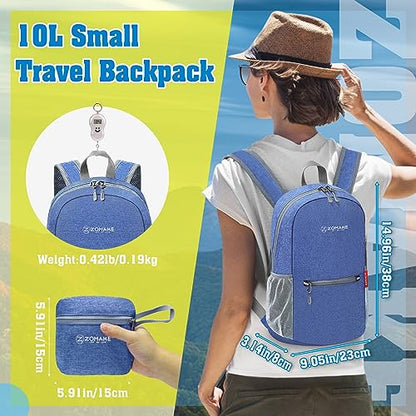 ZOMAKE Lightweight Packable Backpack, 10L Small Foldable Daypack for Hiking - color: Dark Blue A5, size: 10L