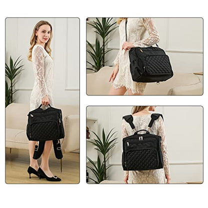 Clearworld Waterproof Convertible Diaper Bag Backpack, Quilted Travel Tote