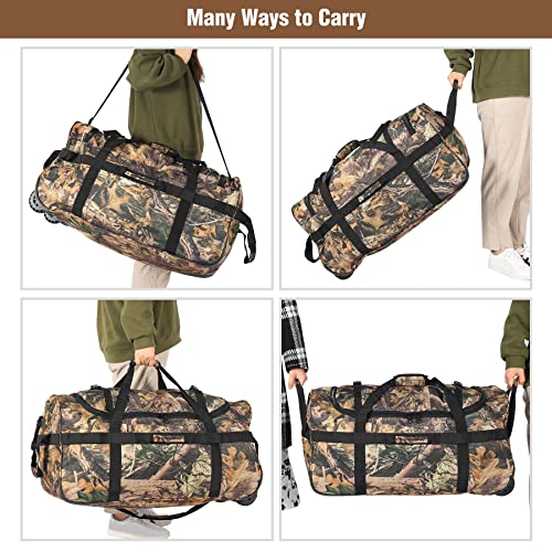 REDCAMP 85L/120L/140L Foldable Duffle Bag with Wheels, Large Travel Duffel Bag - color: 120L Camouflage