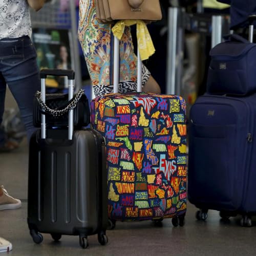 Explore Land Travel Luggage Cover Fits 23-26 inch Case (America Map, M) - color: America Map, size: M