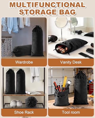 4 Pcs Single Shoe Bags for Travel, Velvet Bag, Black Beauty, 17.3x8.6 Inch - color: Black Beauty, size: 17.3"x8.6"