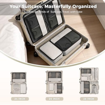 8-Piece Compression Packing Cubes for Travel, Luggage Organizer Sets - color: Beige-8 Set