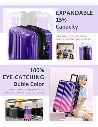 Expandable Carry on Luggage Suitcase with Wheels - color: Magic, size: S(20In Carry-on)