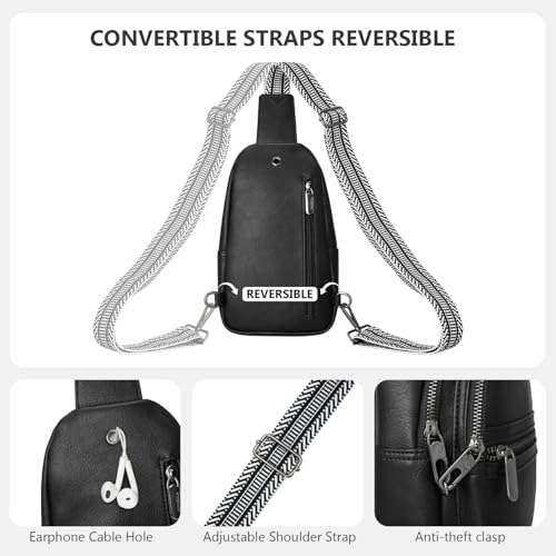 Anti-theft Sling Bags Women Small PU Leather Chest Fanny Pack - color: Black-c