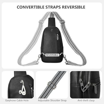 Anti-theft Sling Bags Women Small PU Leather Chest Fanny Pack - color: Black-c
