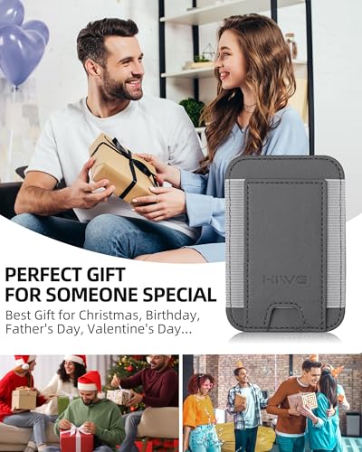 HiWe for MagSafe Wallet, 7 Cards Holder, RFID Blocking, Stronger Magnets - color: Grey Wallet - Grey Band