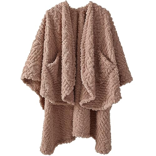 Royoliving Wearable Fleece Blanket with Pockets, Blush Pink, 58" x 64" - color: Blush