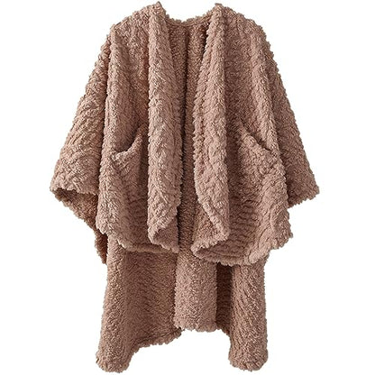 Royoliving Wearable Fleece Blanket with Pockets, Blush Pink, 58" x 64" - color: Blush