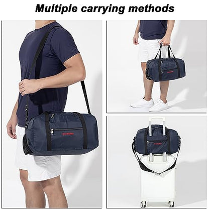 17x10x9 United Airline Personal Item Under Seat Duffel Bag With Free Pillow And USB Port (Navy) - color: Navy