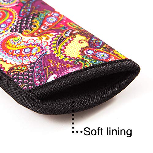 TRIUMPH VISION 3 Pack Reading Glasses Pouch Soft Case Eyeglass Sleeve Slim - color: Flower, size: Large