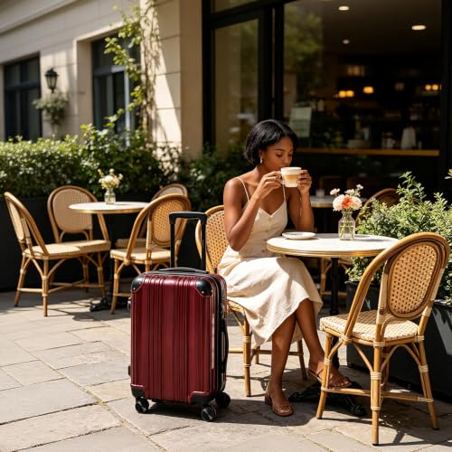 OUZZO Luggage Sets 2 Piece Expandable Durable Hardshell with TSA 20/24 inch - color: Red, size: 20/24 inch