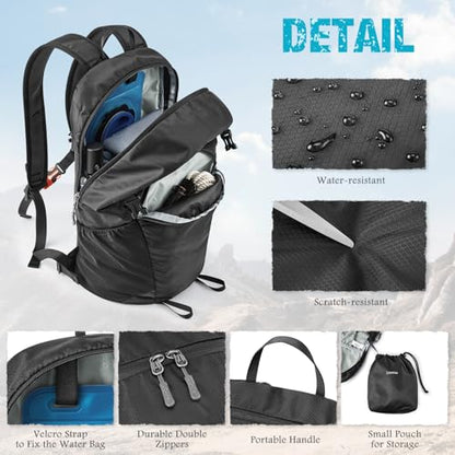 G4Free 25L Lightweight Hiking Backpack for Men Women - color: Black