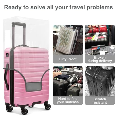 3 Pack Clear Luggage Covers for Suitcase Fits 20 24 28 Inch Wheeled Luggage | PVC 0.4MM Thick Waterproof Anti Scratch Travel Suitcase Protector Cover - color: Grey
