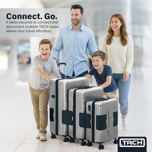 TACH Patented Connecting Hard Shell 3 Piece Luggage Set - 20, 24 & 28 inch Luggage | Carry-On, Medium & Large Rolling Suitcases - Silver - color: Silver, size: 3-Piece Set