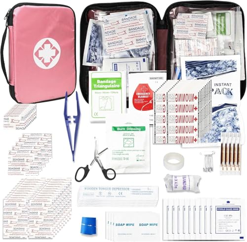 First Aid Kit 305PCS Car Home Camping Essentials Pink 1st Aid - color: Pink-305pcs