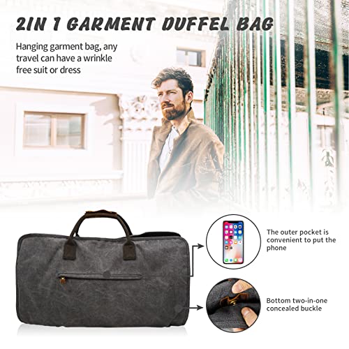 2 In 1 Convertible Garment Bag, Carry On Suit Duffle Bag For Men & Women - color: Gray
