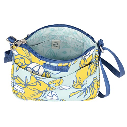 Haiku Lark RFID Blocking Zippered Crossbody Travel Bag - color: Valley Tulip Print