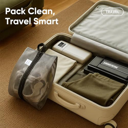 VUSIGN Plus-Sized Travel Shoe Bag, Water-Resistant Shoe Pouch for Gym and Sport, Odor-Resistant Soccer Cleats Bag (Gray, 2-Pack) - size: Plus Size, style: 2 Pc