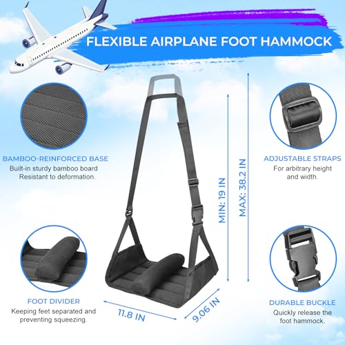No Collapse Airplane Foot Hammock with Cylindrical Partition, 2 PCS - color: 2pcs-black