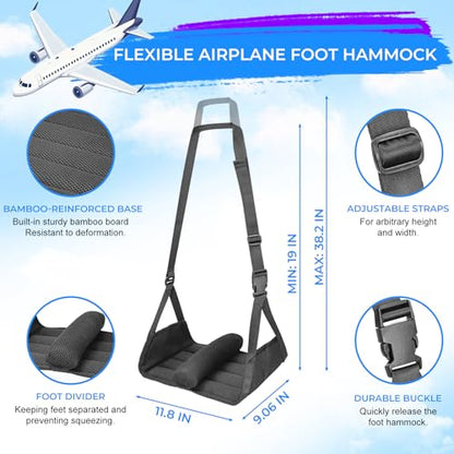 No Collapse Airplane Foot Hammock with Cylindrical Partition, 2 PCS - color: 2pcs-black