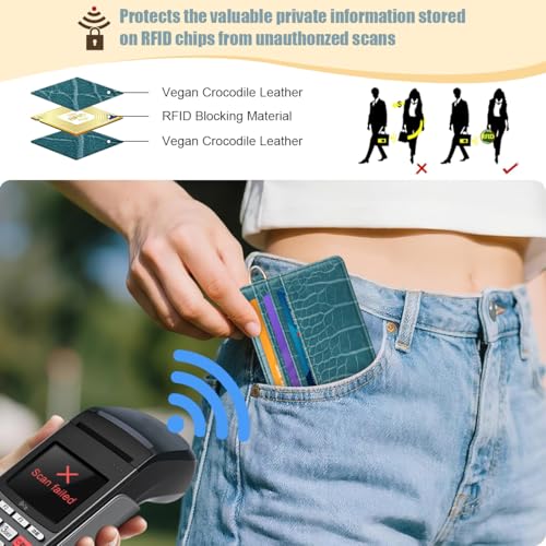 Slim Credit Card Holder Crocodile Wallet Women Thin Wallets - color: A Cadet Blue