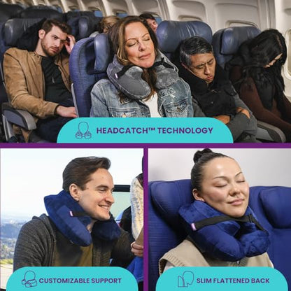 Cabeau Inflatable Travel Pillow – Air TNE – Adjustable, Lightweight, and Supportive for Sleeping on Airplanes, Trains, and Cars– Customized Fit and Compact Carrying Case (Slate Grey) - color: Slate Grey