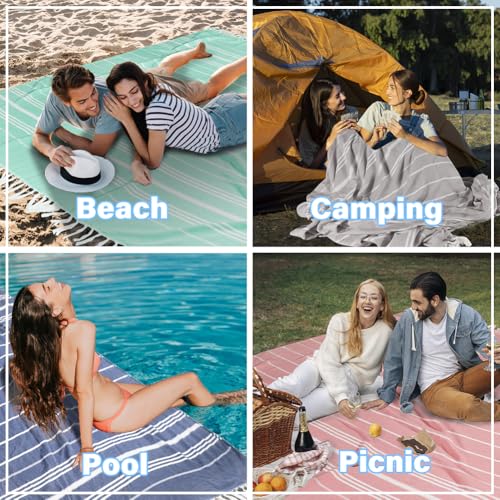 Widdonen Turkish Beach Towel Blanket Compact Giant 85x75 Beige Stripe - color: Beige