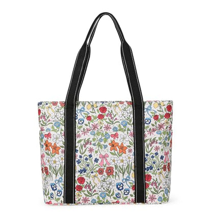 Tote Bag for Women with LaptopCompartment & Cup Holder - color: Bow Meadow