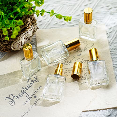 YU FENG 12pcs 15ml Clear Glass Perfume Spray Bottles, Fine Mist Atomizer - color: Gold-2
