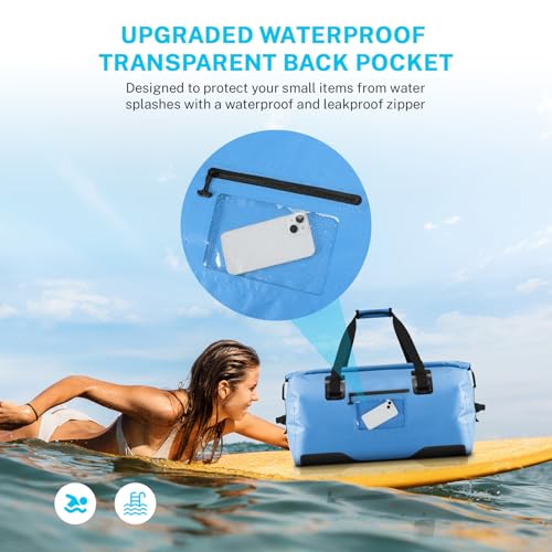 Gonex Waterproof Duffel Bag, 40L/60L/80L Roll-Top Travel Kayaking Dry Bag - color: Light blue, size: 60L