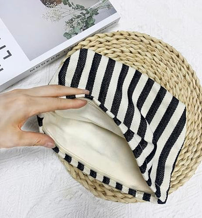 getgto 2 Pcs Makeup Bags, Large Cosmetic Bag Travel Toiletry Bag - color: Black and white stripe