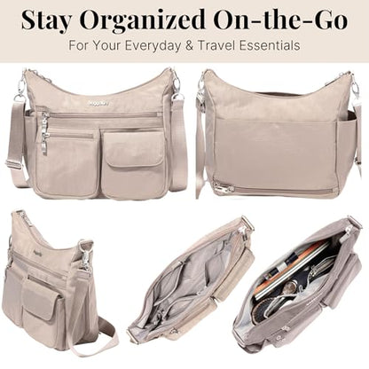 Baggallini Modern Everywhere Crossbody Bag for Women 11x9x4.5 Rfid Hobo Bag - color: Moonrock