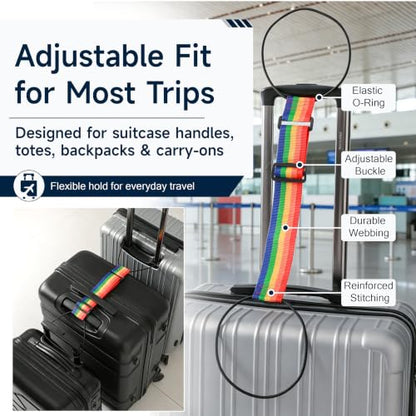 2 Pack Luggage Connector Straps for Suitcases 25 Colors, Adjustable Elastic Travel Bag Strap with Dual Stability Design, Add-a-Bag Hands-Free Luggage Belt, Fits Most Carry-On & Checked Luggage - color: Black