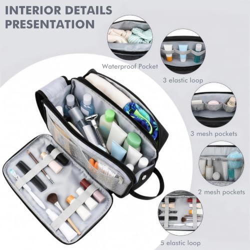 Mens Water Resistant Dopp Kit Travel Toiletry Bag - size: Large