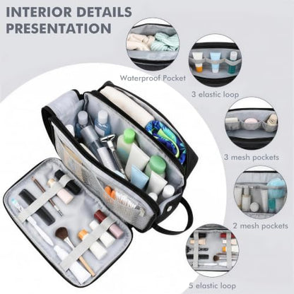 Mens Water Resistant Dopp Kit Travel Toiletry Bag - size: Large