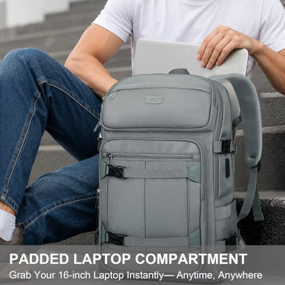 PIJUSHI Travel Backpack 35L Carry On Backpack Flight Approved - color: Updated Grey Blue