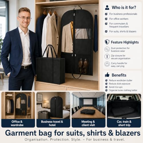 Men's Suit Garment Bag, Business Travel Garment Bag with Shoe - size: (2 set ) 54"
