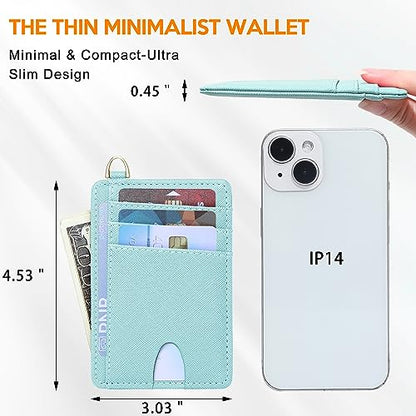 Badiya Credit Card Holder Slim Minimalist Wallet, Front Pocket Purse RFID Blocking Wallet Compact Card Case with ID Window for Women & Men - color: 1-Cross-Blue