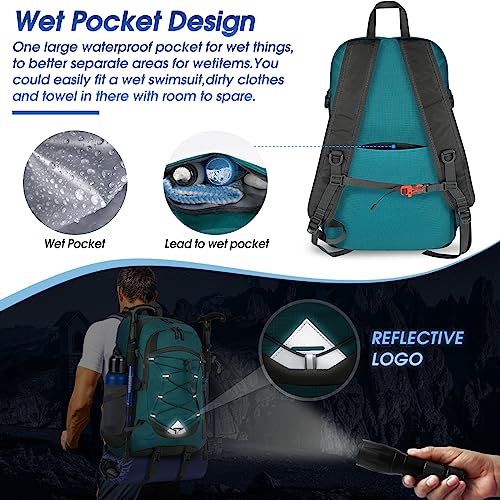 IGOLUMON Hiking Backpack 40L Packable Lightweight Camping Daypack Men Women - color: Green
