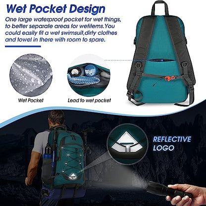 IGOLUMON Hiking Backpack 40L Packable Lightweight Camping Daypack Men Women - color: Green