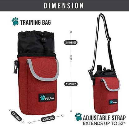 PetAmi Dog Treat Pouch, Large Hands-Free Training Bag, Red - color: Red