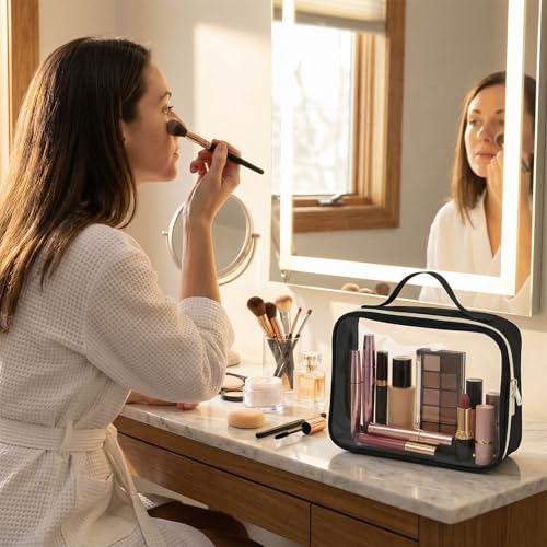 Clear Travel Bags for Toiletries 3Pcs,Clear Makeup Bag - color: 3pcs-Black