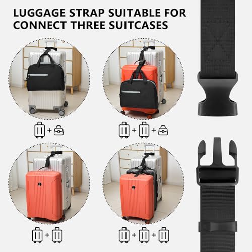 BILIONE 4 Pack Luggage Connector Straps,Connect 3 Suitcases ＆ Add A Bag - color: Blue, size: 4 Pack