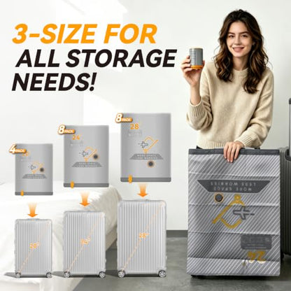 20-Pack Vacuum Bags for Travel with Wireless Rechargeable Pump | Carry-on Size Compression Packing Bags for Luggage & Suitcase, Space Saver for Clothes & Home Seasonal Storage, 3S Vacuum - size: 20 combo set