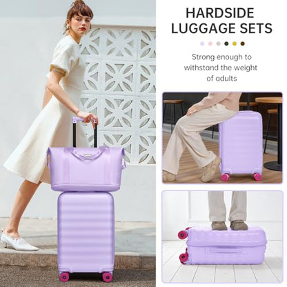 Carry On Luggage Set 3 Piece, Carry-on Suitcase With Wheels - color: DT-Lavender