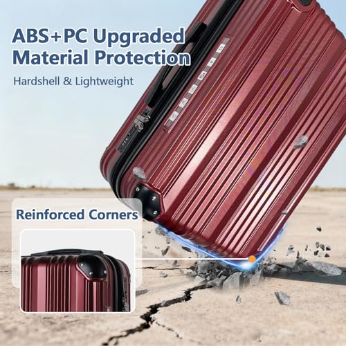 OUZZO Luggage Sets 2 Piece Expandable Durable Hardshell with TSA 20/24 inch - color: Red, size: 20/24 inch