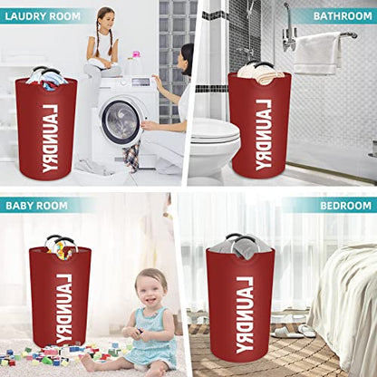 90L Large Laundry Basket, Dirty Clothes Waterproof Laundry Hamper, Red - color: Red, size: 90L