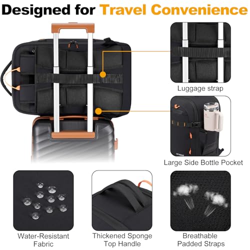 40L Travel Backpack 17.3" Laptop Carry On Duffel Flight Approved - color: Black