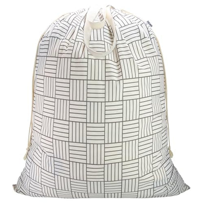 Canvas Laundry Bag with Handles & Drawstring, XL 33"Wx 35"H,Geometry Grid - color: Geometry Grid,1pc XL, size: XL 33"W x 35"H┃1 Pack