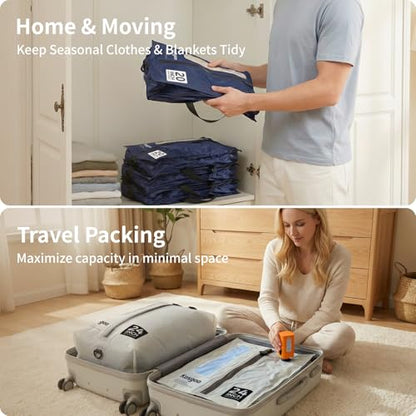 Vacuum Seal Bags for Travel with Pump, Navy, 20+20+28 - color: Navy, size: Fits 26-28 in suitcase